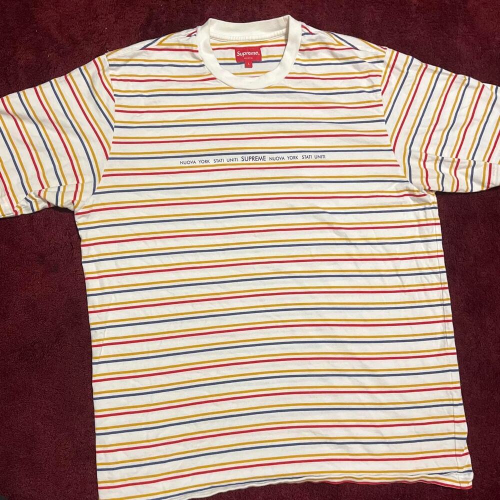 White supreme stati uniti stripe ss top